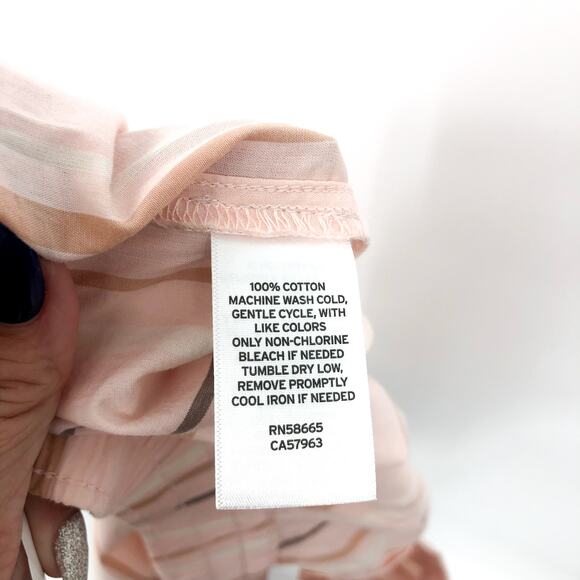 BP. Unisex Stripe Cotton Casual Short XXL Pink Cream Elastic Waist NWT - Picture 9 of 11